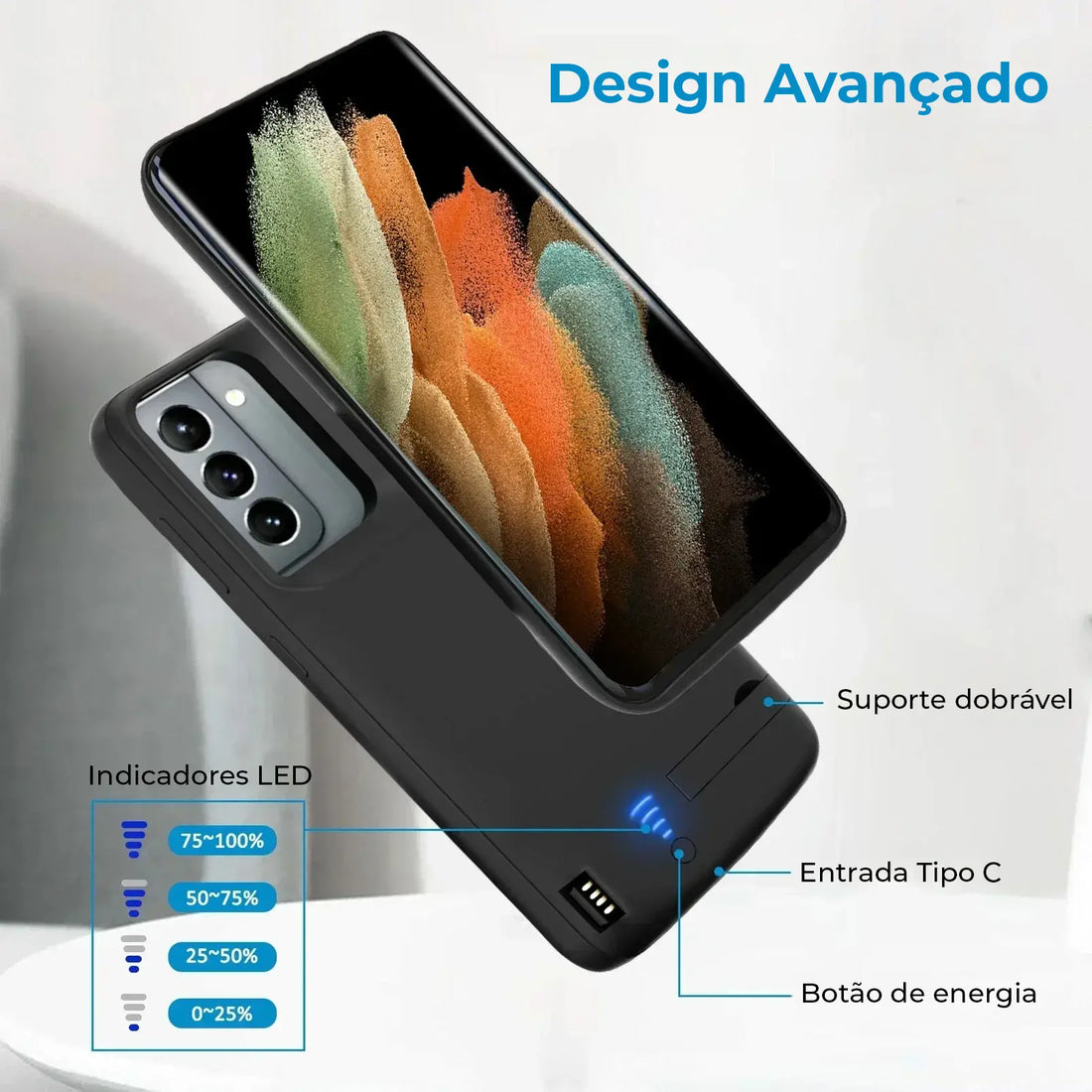 Capa Carregadora Samsung Galaxy com Bateria 10000mAh
